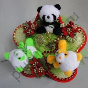 Букет из игрушек БИ161 Рождественские панды